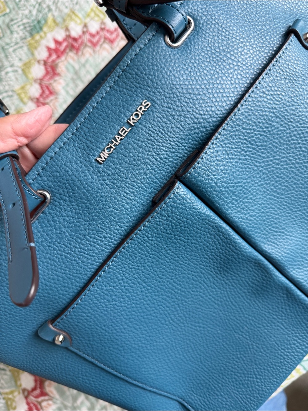 Michael Kors Teal Pebbled Leather Tote